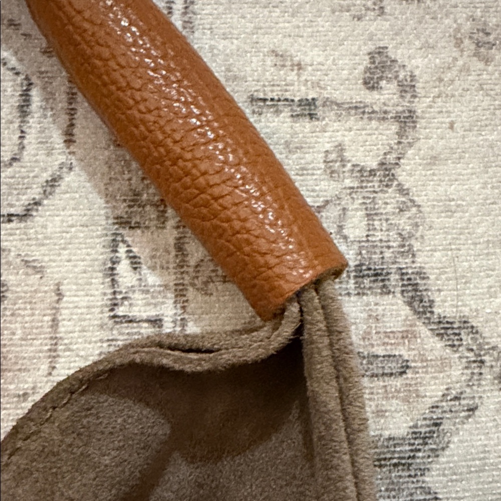 Brown Suede Tote Bag with Leather Handle - Picture 2 of 3